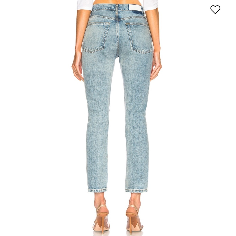 🌟RE/DONE🌟ORIGINALS HIGH RISE STRAIGHT LEG DISTRESSED JEANS LIGHT WASH SZ 24 - Picture 2 of 11